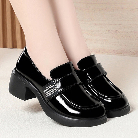 Damen elegante Mokassins mit modischem Absatz und komfortablem Riemen EB