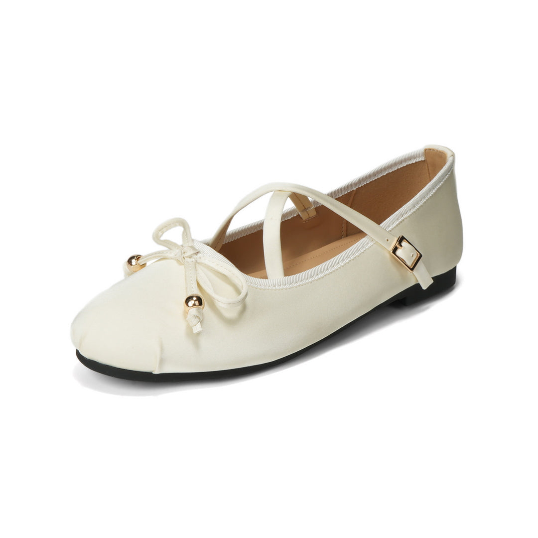 Damen Ballerina mit verstellbarem Riemen und dekorativem Schleifendetail EB