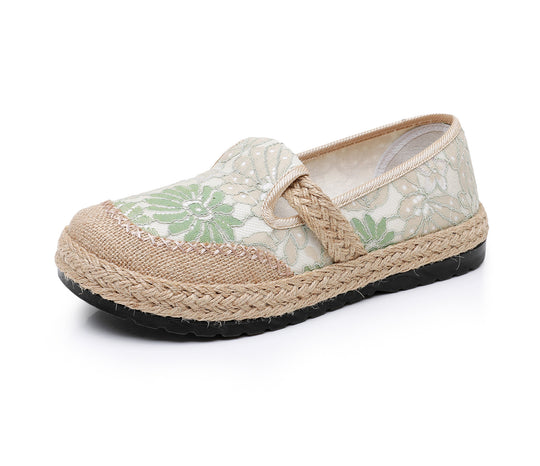 Damen bequeme Slip-On Freizeitschuhe mit floralem Dekor EB