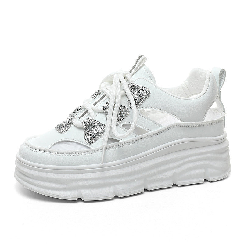 Damen Plattform Sneakers mit glitzernden Akzenten und innovativer Dämpfung EB