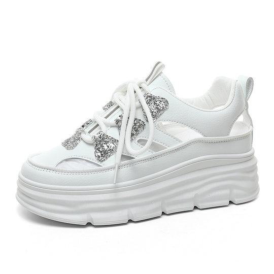 Damen Plattform Sneakers mit glitzernden Akzenten und innovativer Dämpfung EB