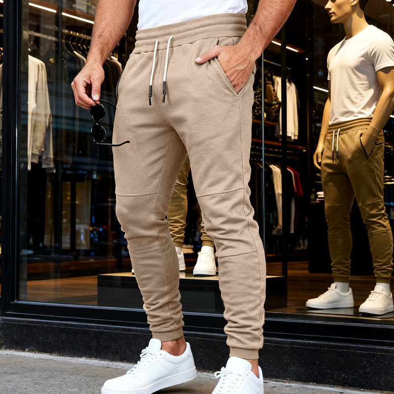 Herren nan tapered Jogginghose mit Kniepasse, elastischem Tunnelzugbund und Reißverschlusstaschen EB