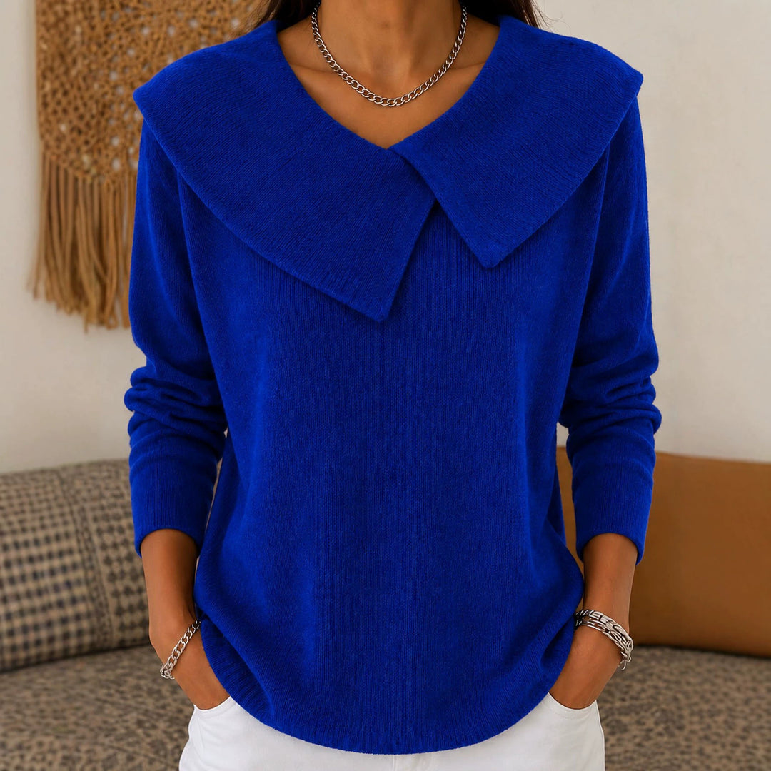 Damen Grobgestrickter Strickpullover mit übergroßem Matrosenkragen EB