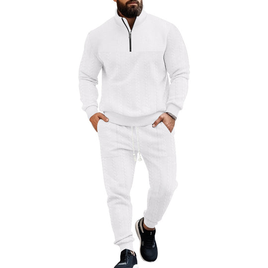 Herren nan Strukturiertes Halbzip-Sweatset mit Waffelstrick und konischer Jogginghose EB