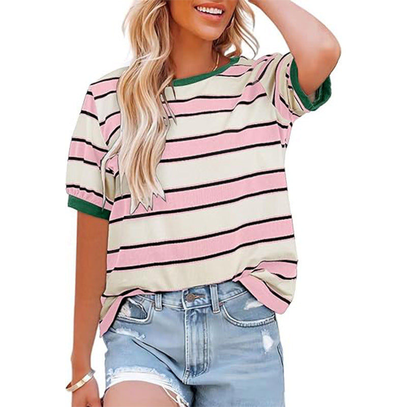 EB | Gestreiftes T-Shirt mit Rundhalsausschnitt für Damen