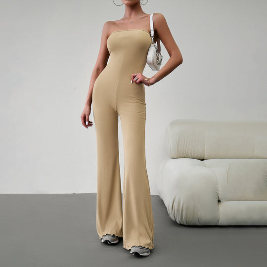 Damen Schmal geschnittenes Jumpsuit mit weitem Bein EB