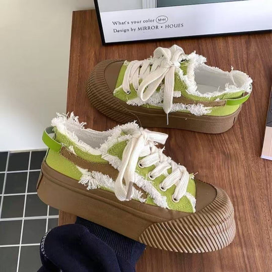 Damen Chunky Sneakers mit individuellen Fransen-Details und dämpfender Sohle EB