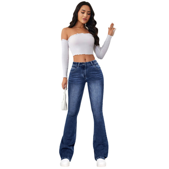 Damen Bootcut Jeans mit hohem Bund und lässigem Schnitt EB