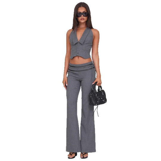 Damen elegantes Wickeloberteil mit stylischem Kragen und verspielten Details EB