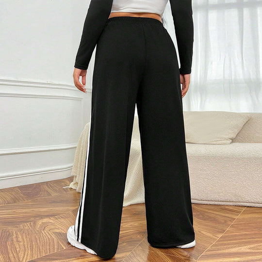 Damen sportliche weite Freizeithose mit seitlichen Kontraststreifen EB