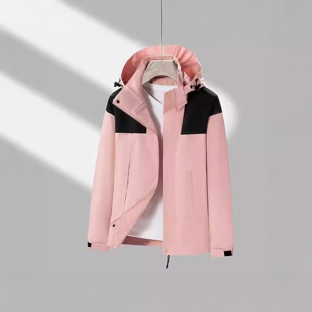 Herren leichte Softshelljacke mit kontrast-Schulterpaneel, verstellbarer Kapuze und Klettmanschetten EB
