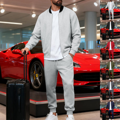 Herren nan sportlicher Freizeitanzug aus weicher Baumwollmischung mit Reißverschlussjacke und elastischer Jogginghose EB