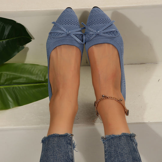Damen Bequeme und stilvolle Ballerinas mit dekorativer Schleife EB