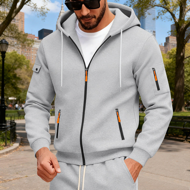 Herren sportlicher Kapuzenpullover mit modischen Schnellverschlüssen und praktischen Taschen EB