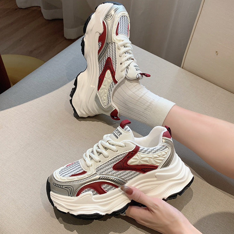 Damen Sportliche Chunky Sneakers mit atmungsaktivem Mesh-Obermaterial EB