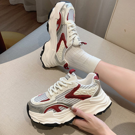 Damen Sportliche Chunky Sneakers mit atmungsaktivem Mesh-Obermaterial EB