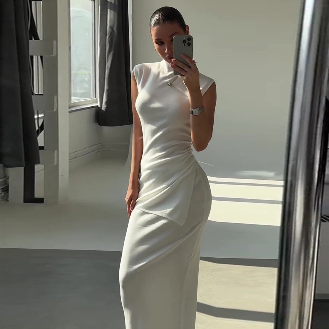 Damen Langarm Kleid mit asymmetrischem Schnitt EB