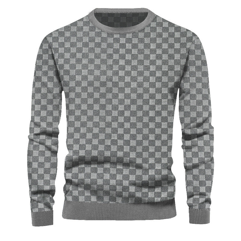 Herren Texturierter Strickpullover mit feiner Karo‑Waffelstruktur & geripptem Saum EB