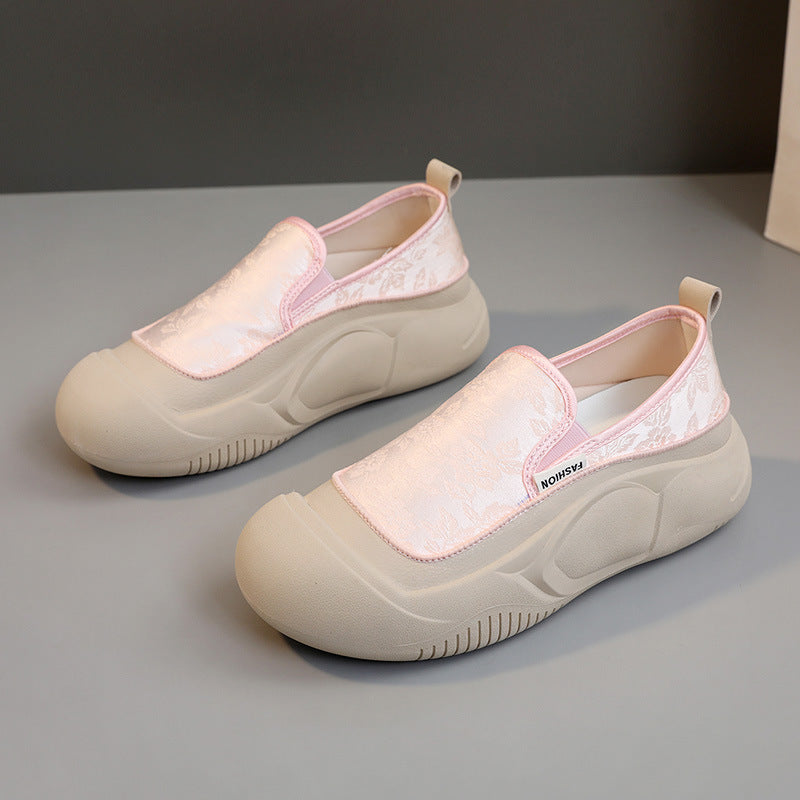 Damen Slip-On Sneakers mit floralem Design und rutschfester Sohle EB