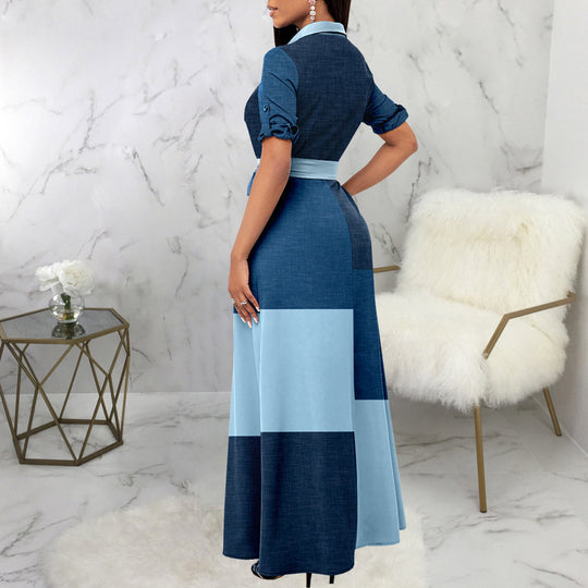 Damen Maxikleid mit tailliertem Schnitt und abnehmbaren Gürtel EB