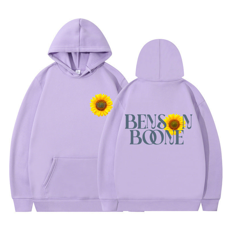 Damen Kapuzenpullover mit einzigartigem Sonnenblumenmotiv und bequemer Passform EB