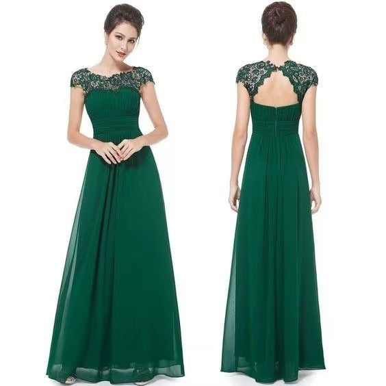 Damen Elegantes Maxikleid mit Spitzenoberteil und fließendem Rock EB