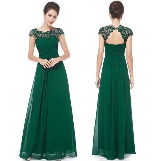 Damen Elegantes Maxikleid mit Spitzenoberteil und fließendem Rock EB