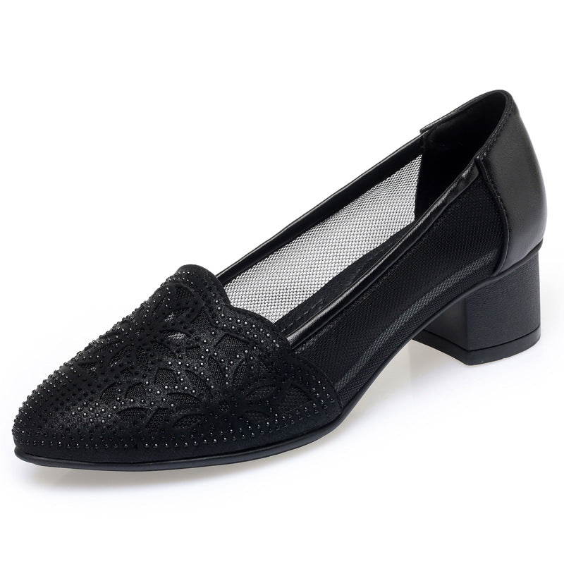 Damen Elegante und luftige Ballerinas mit floralem Lochdesign EB