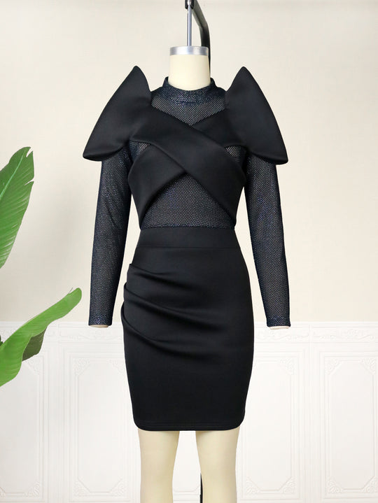 Damen Elegantes Cocktailkleid mit innovativem Rüschendesign EB