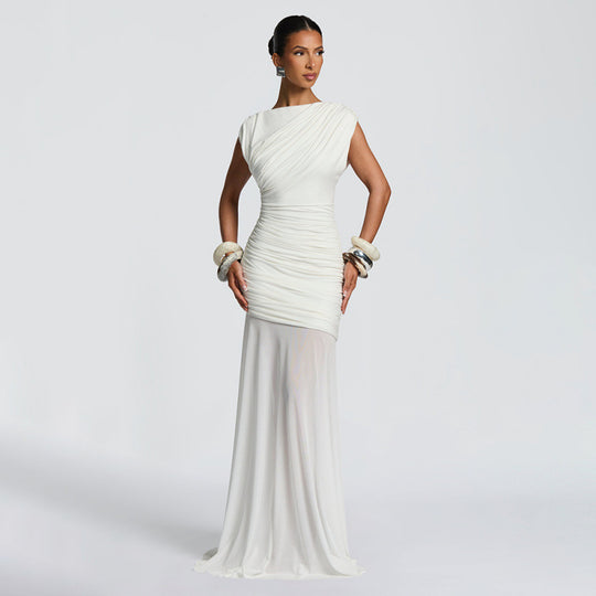 Damen Elegantes Abendkleid mit figurformenden Rüschen EB
