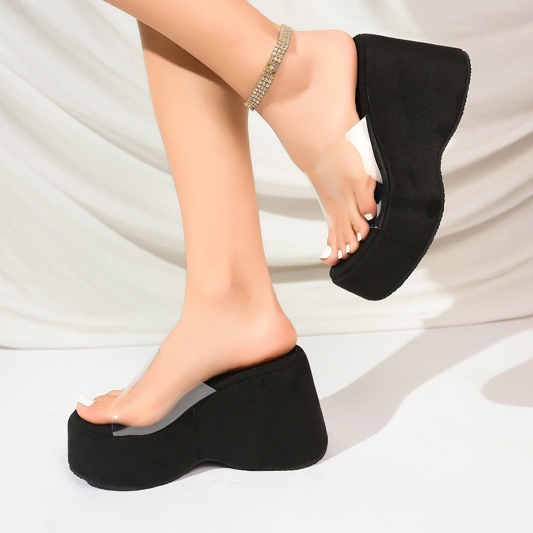 Damen Wedge-Sandalen mit modischem Plateau und geschlossenen Riemen EB