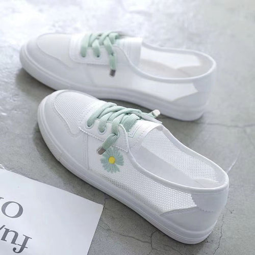 Damen lässige Sneaker mit buntem Blumenmotiv EB