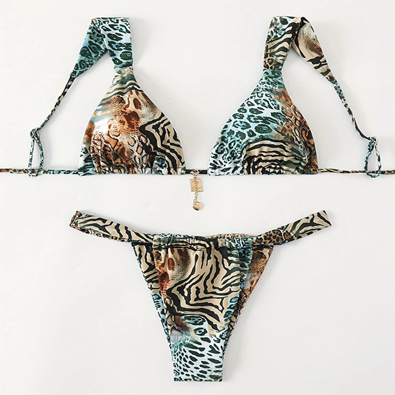 Damen Triangel-Bikini mit raffiniertem Leopardenmuster EB