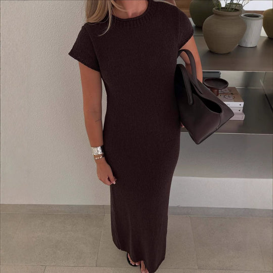 Damen Maxikleid mit strukturiertem Strickmuster und leichtem Gewicht EB