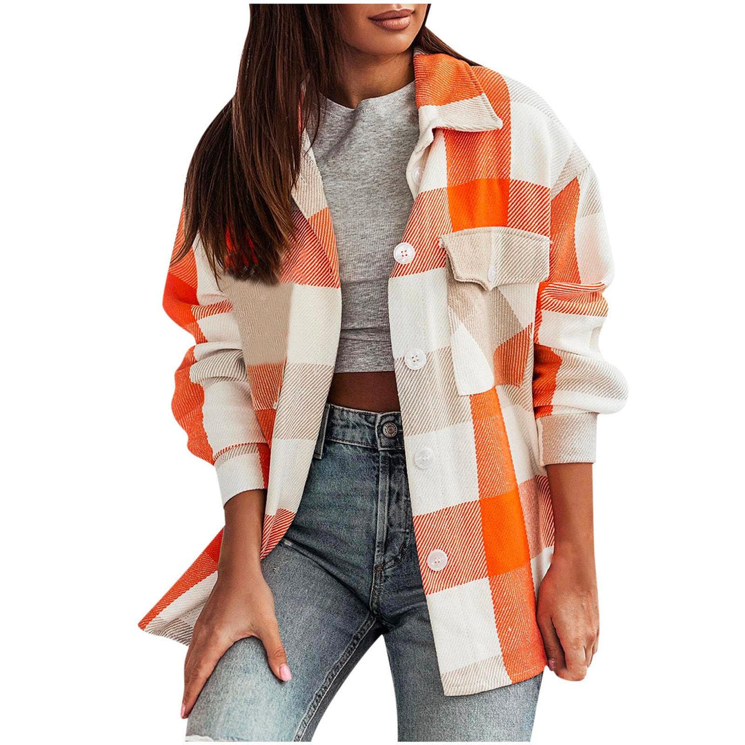 Damen Karierte Überhemdjacke mit Brusttaschen EB