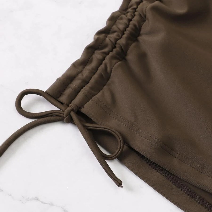 Damen Bademode-Set mit gerafftem Oberteil und hohem Beinausschnitt EB
