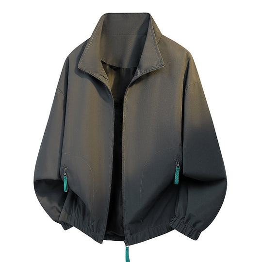 Herren urbaner Zip-Blouson mit Stehkragen, kontrastierenden Zipper-Pulls und elastischem Saum EB
