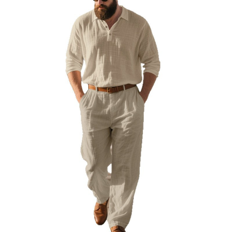 Herren nan elegante Leinenhose mit Bundfalten, geradem Bein und verdecktem Hakenverschluss EB