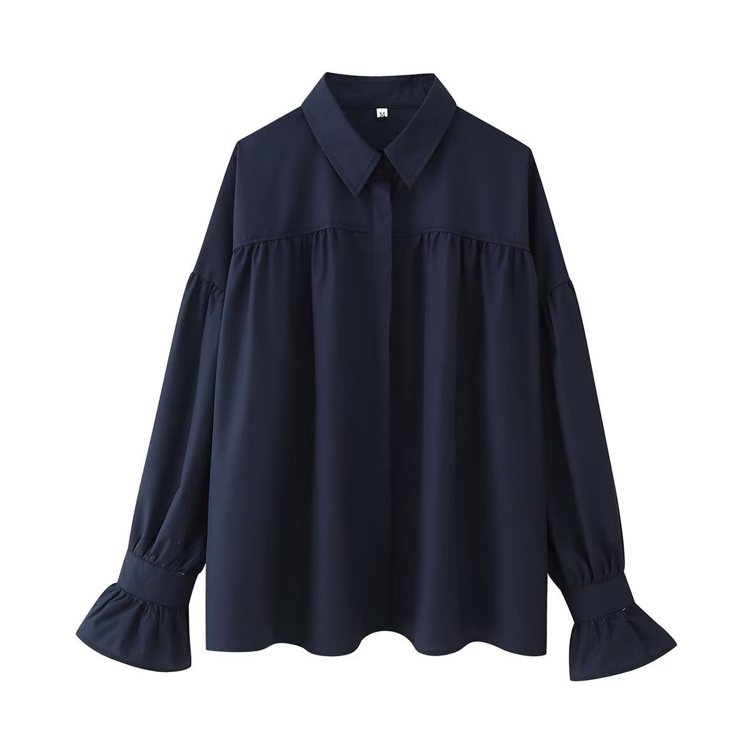 Damen Oversized Bluse mit Rüschendesign EB