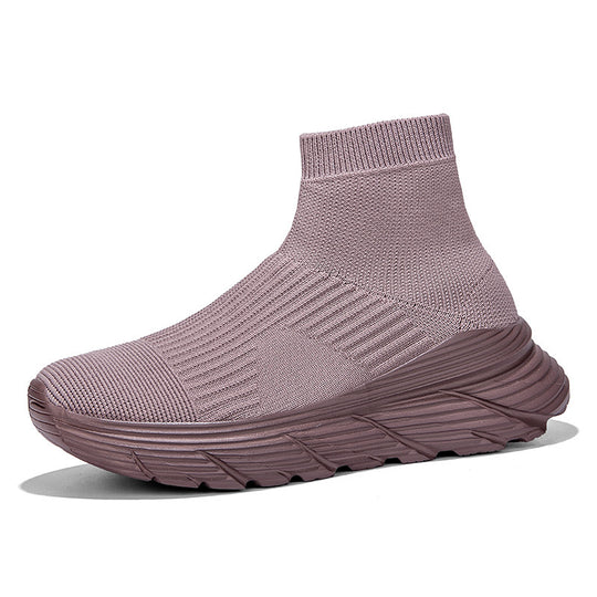 Damen nan nahtloser Strick-Freizeitsneaker mit sockenkragen und stoßdämpfender Profilsohle EB