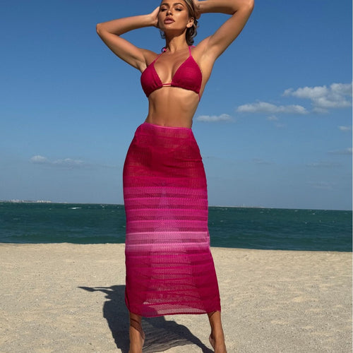 Damen Stilvolles Bikiniset mit transparentem Rock EB