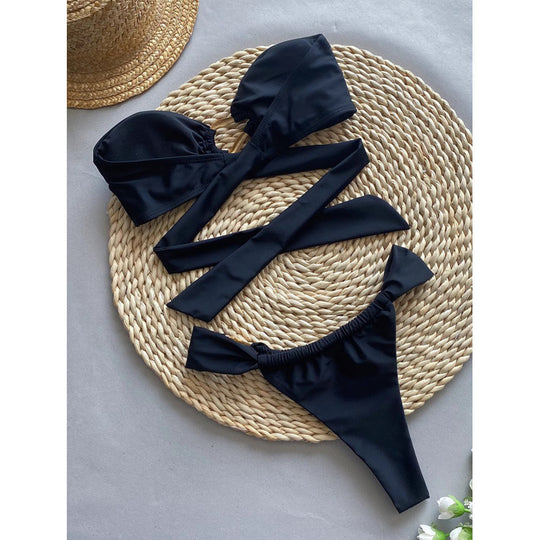 Damen Bandeau-Bikini-Set mit edlem Ringdetail EB