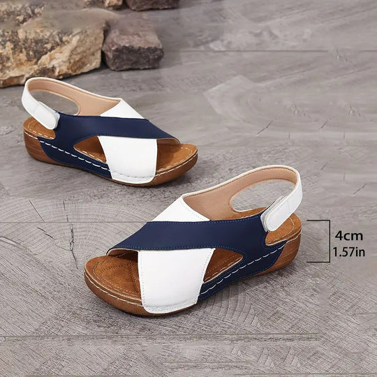 Damen Wedgesandalen mit modischem Kreuzriemen-Design und anatomischer Fußbettung EB