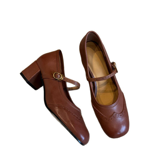 Damen elegante Mary Janes mit modischem Riemen und hochwertiger Ledersohle EB