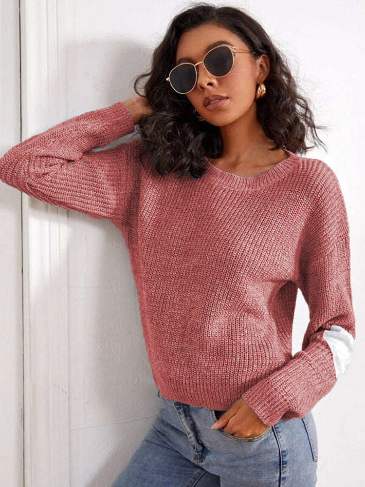 Damen Grob gestrickter Pullover mit modischem Armdetail EB