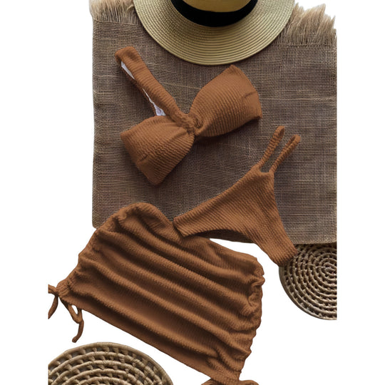 Damen Bandeau-Bikini-Set mit Raffungen EB