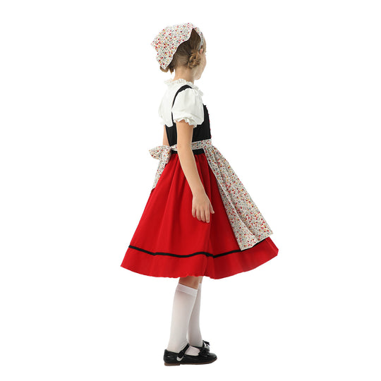 Damen nan traditionelles Kinderdirndl mit Schürze und Kopftuch EB