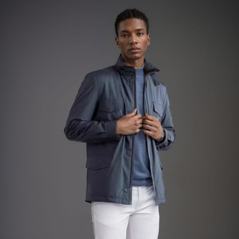 Herren modische Trekkingjacke aus wasserabweisendem Material mit praktischen Taschen EB