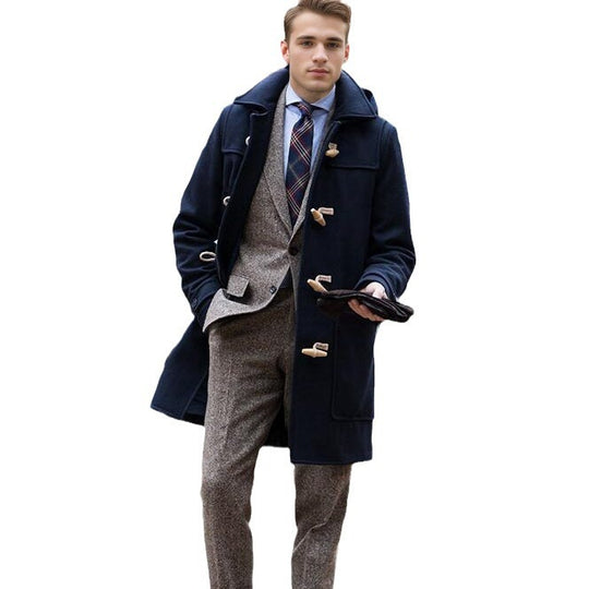 Herren Stilvoller Dufflecoat mit Knopfdetails EB