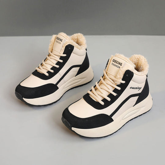 Damen Sportliche High-Top Sneakers mit warmem Fleece-Futter und rutschfester Sohle EB